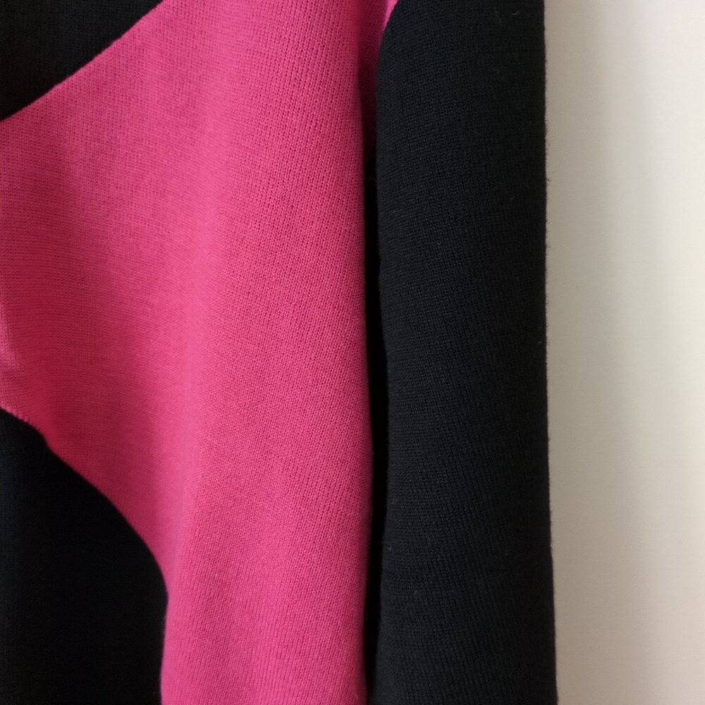 Vintage Wool Knit Sweater Womens Large Black Neons Geometric Ski Lodge 80s 90s - Picture 5 of 6